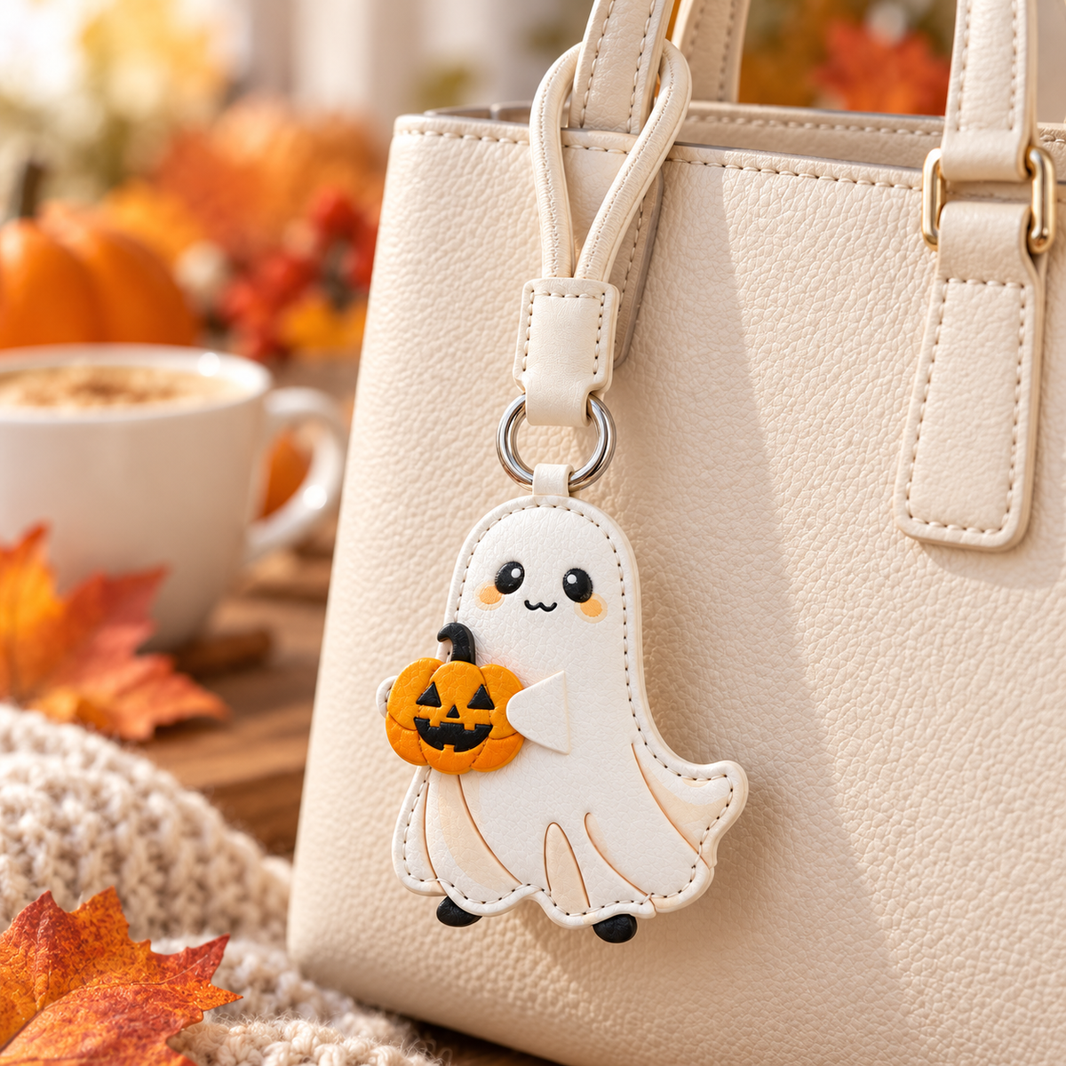 PU Leather Halloween Pumpkin Charm Ghost