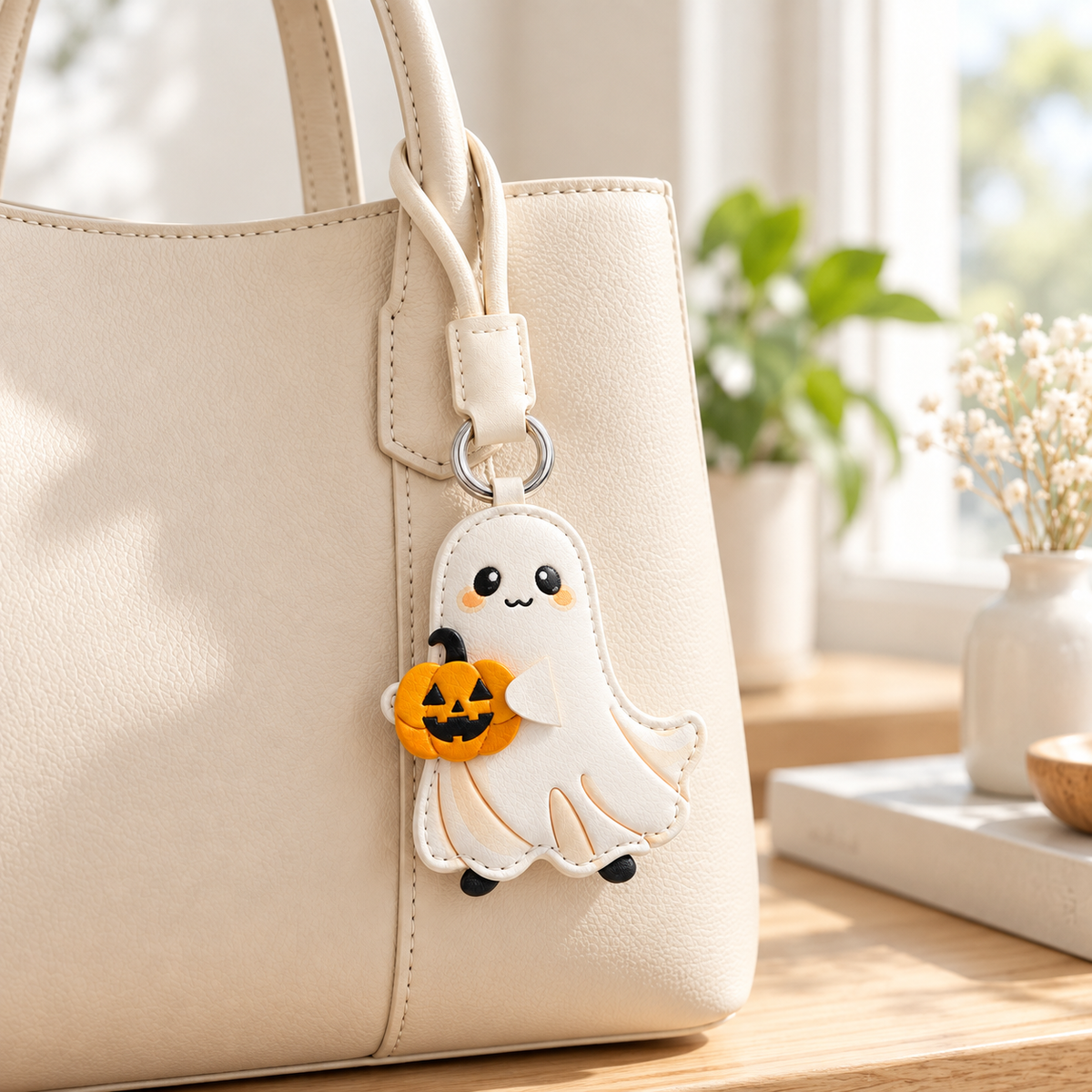 PU Leather Halloween Pumpkin Charm Ghost