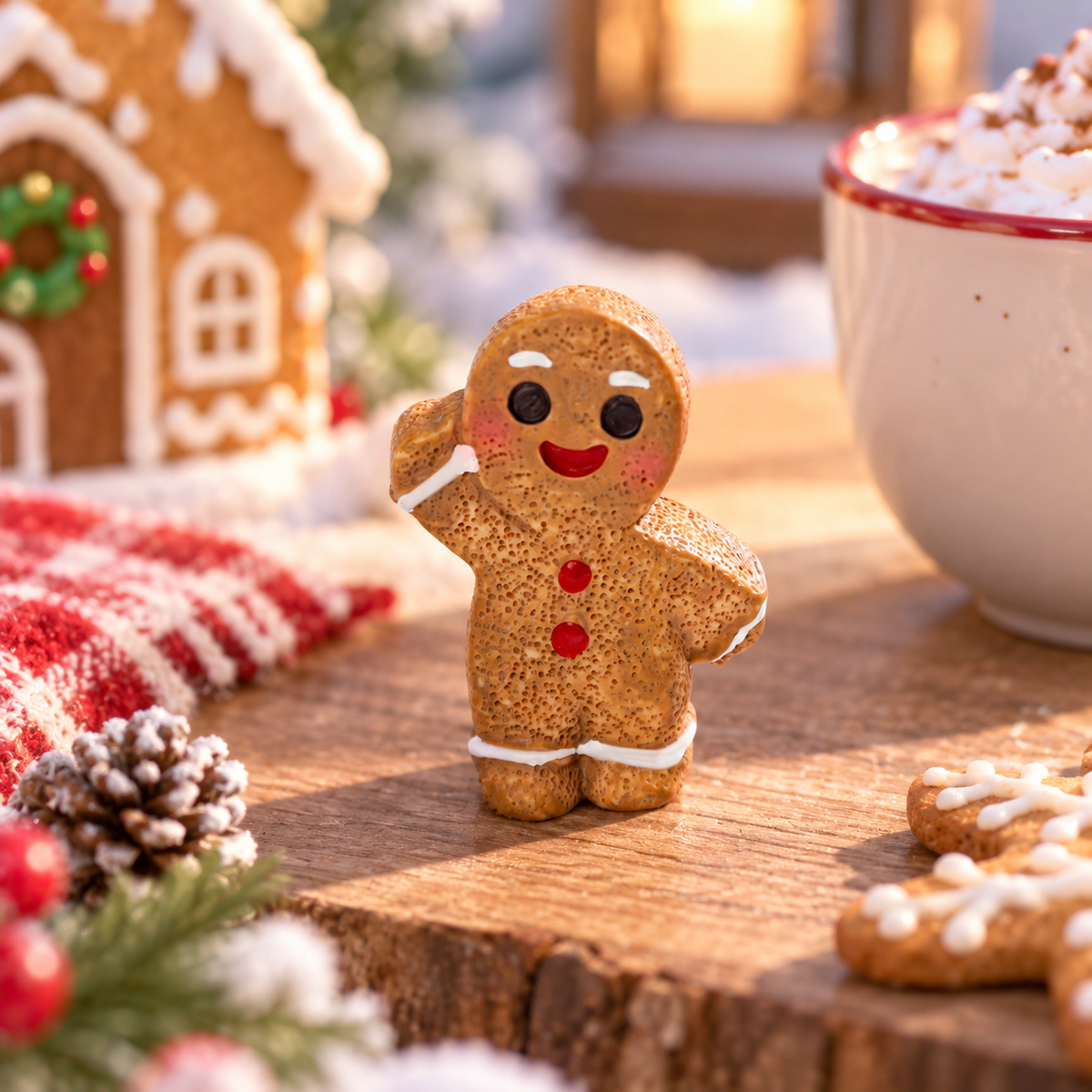 Waving Gingerbread Man Mini Resin Figurine