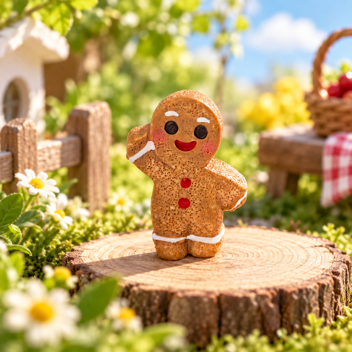 Waving Gingerbread Man Mini Resin Figurine