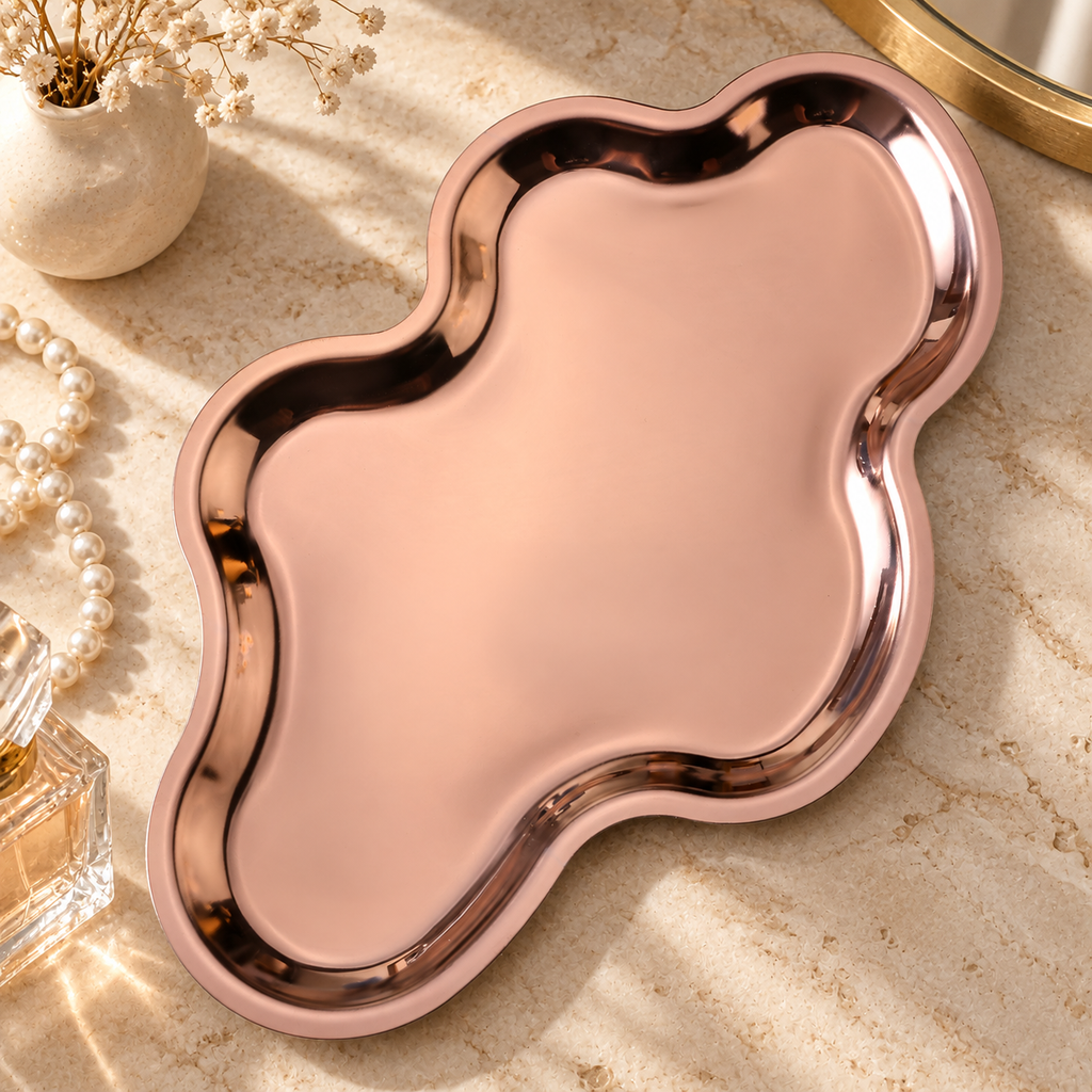 Rose Gold Cloud-Shaped Stainless Steel Tray