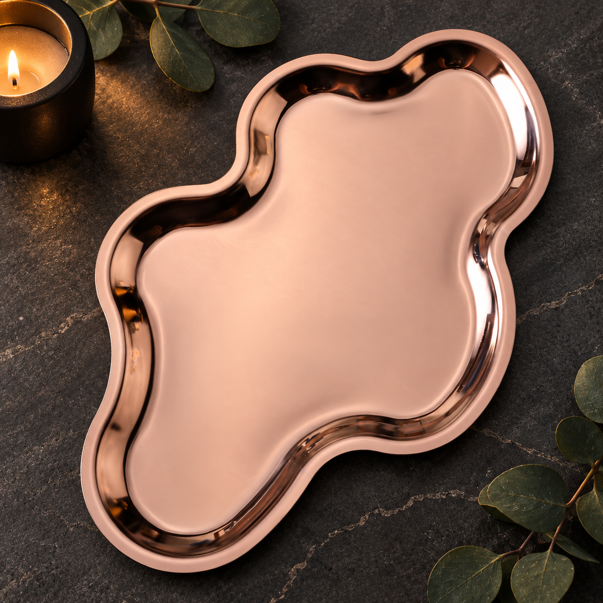 Rose Gold Cloud-Shaped Stainless Steel Tray
