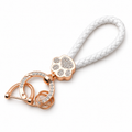 White Braided Keychain with Gold-Tone Clasp